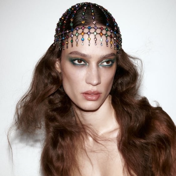 Zara Accessories Nwt Zara Multicolored Jewel Embellished Rhinestone